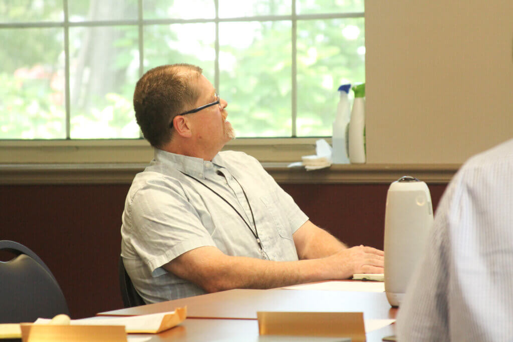 Water & Sewer Superintendent Darin LaFalam speaks during a recent Public Works Commission meeting. Photo: Dakota Antelman/The Acton Bridge
