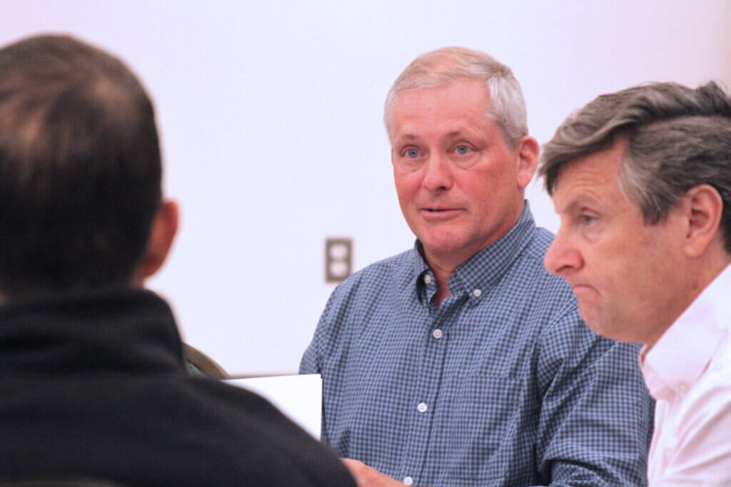 Recreation Commission Chair Phil Griffiths addresses the O’Donnell family during a meeting last week. Photo: Dakota Antelman/The Acton Bridge