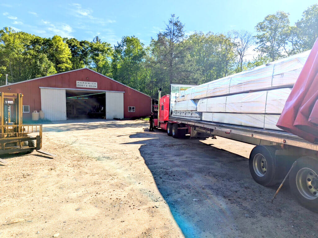 This shipment of Douglas fir timbers will be used for the new bathhouse at Walden Pond. Courtesy photo