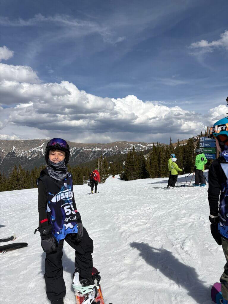 Brady Bulino enjoying bluebird (non-race) day runs at Copper Mountain, Colorado. Photo by Luke Bulino