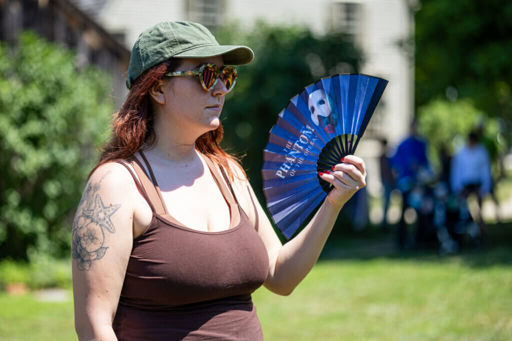 South Carolinian Jocelyn Hodovance, visiting for the holiday, brought her own breeze generator. 