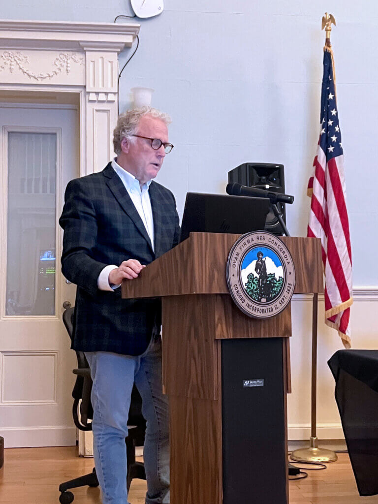 Municipal Affordable Housing Trust chair Keith Bergman speaks during a January 14 housing roundtable meeting with multiple town committees. Photo: Dakota Antelman/The Acton Bridge