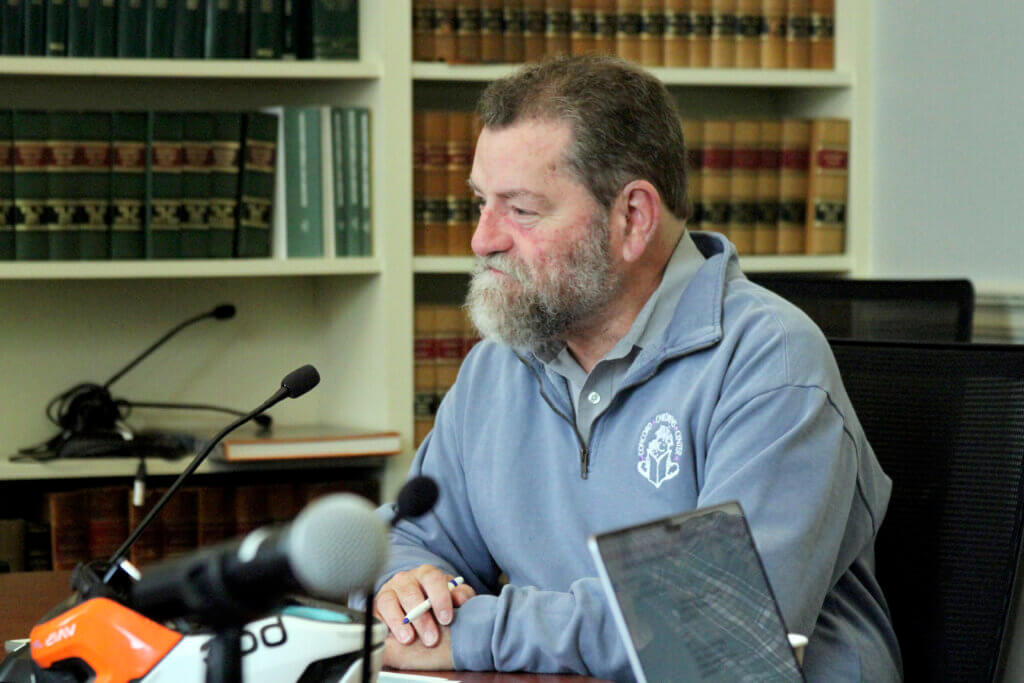 Housing Authority Board Chair Stephan Bader listens during a September meeting of committee chiefs. Photo: Dakota Antelman/The Acton Bridge
