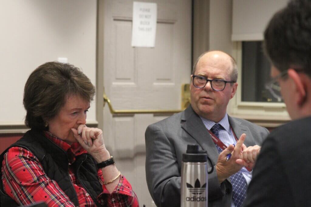 Assistant Superintendent of Finance and Operations Robert Conry answers questions from the Public Works Commission about a proposed Acton-Carlisle High School bathroom building. Photo: Dakota Antelman/The Acton Bridge