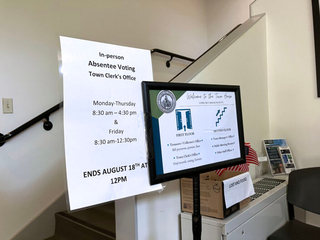 In-person absentee voting will continue at the Town House until August 18 at noon. Photo: Dakota Antelman/The Acton Bridge