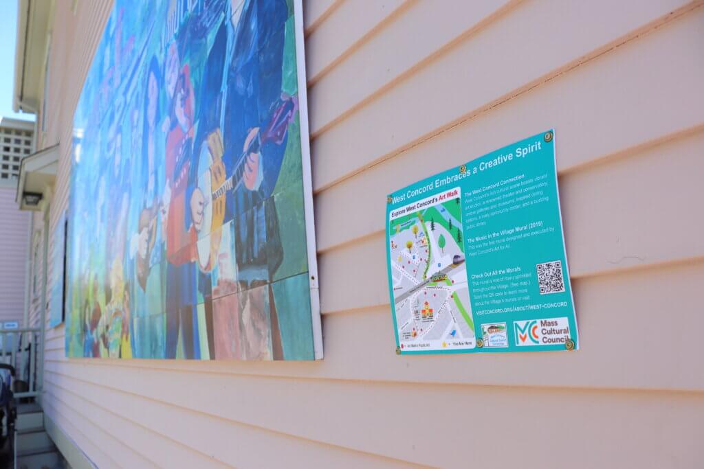 New signs map out the location of West Acton’s public art installations. Photo: Trace Salzbrenner/The Acton Bridge