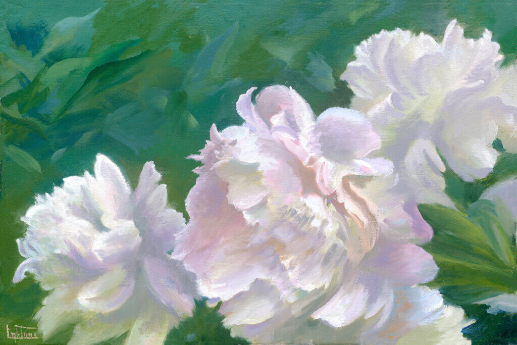 “Splash of Pink,” a painting of peonies by Jean Lightman. Courtesy photo