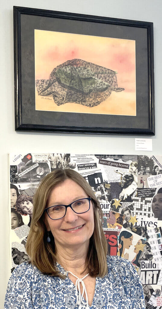 Concordian Marcia Schloss created her watercolor “Mourning Mantilla” as an anti-war statement. Courtesy photo