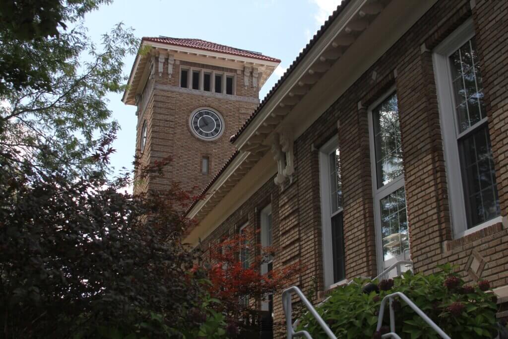 Deputy Town Manager Megan Zammuto says the Harvey Wheeler Community Center clock tower is still on the table as a potential cell antenna site. Photo: Dakota Antelman/The Acton Bridge