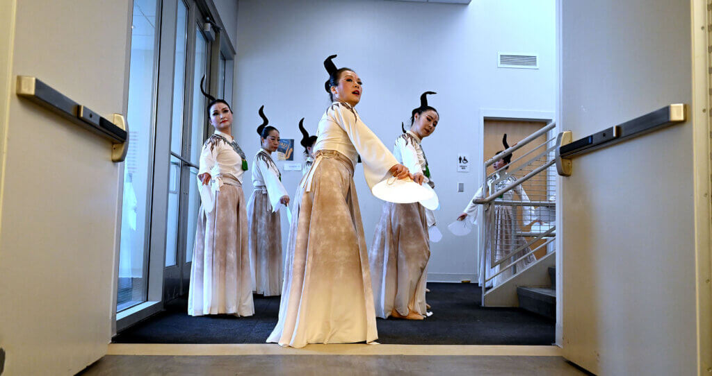 Dancers from the Dongfang Dance Troupe rehearse.