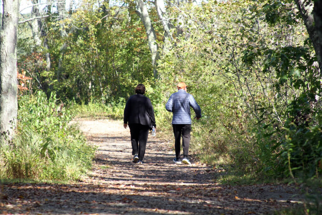 Two walkers enjoy a sunny day at Great Meadows Wildlife Refuge, which remains open despite the ongoing government shutdown. Photo: Dakota Antelman/The Acton Bridge