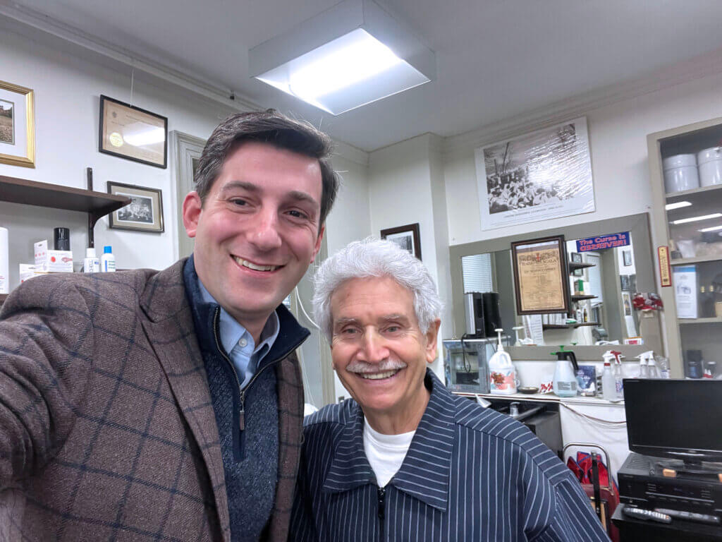 Nicoletta with one of his regulars, Rep. Simon Cataldo. Courtesy photo