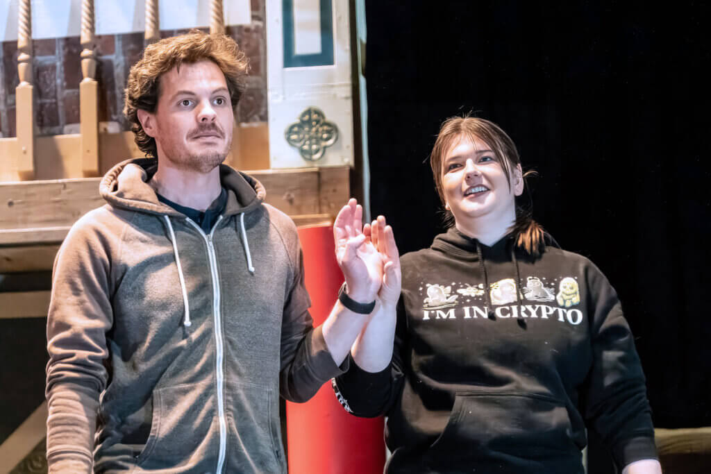 Nick Miller, left, with Amanda O’Donnell, who plays Nol/Benvolio. Photo by Chris Polari