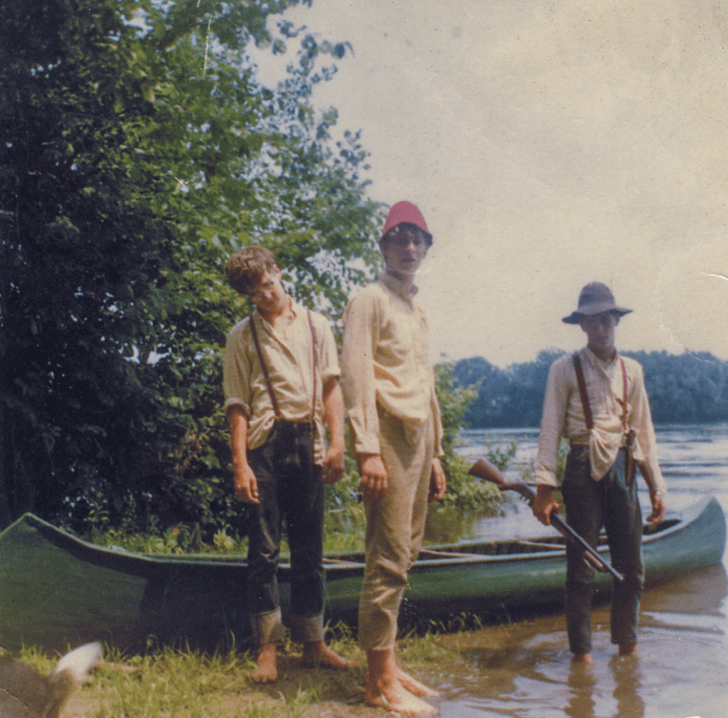 The “Tom Sawyer Gang” of Todd Gieg, Doug Moir, and Bob Lawson on the Connecticut River in September 1968.