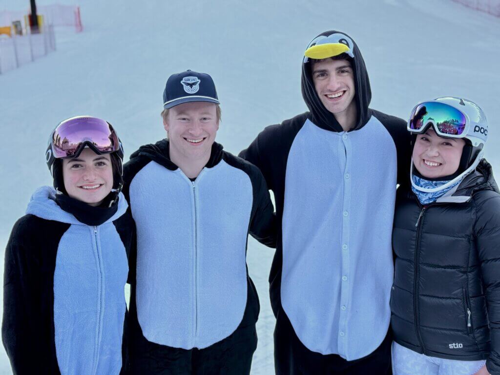 Acton-Carlisle Alpine skiing team captains (from left) Sierra Fonte, James Reynolds, Theo Remington, and Maddie Clancy. Photo by Doug Remington