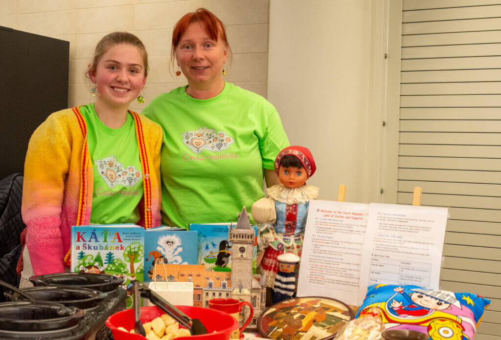Marina and Radka Grein brought the Czech favorites bábovka and borůvkové knedlíky to Acton-Carlisle High School. Photo by Maria Kielczewska
