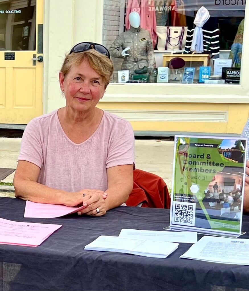Mary Hartman at the Select Board table at Ag Day 2023. Photo: Celeste Katz Marston/The Acton Bridge