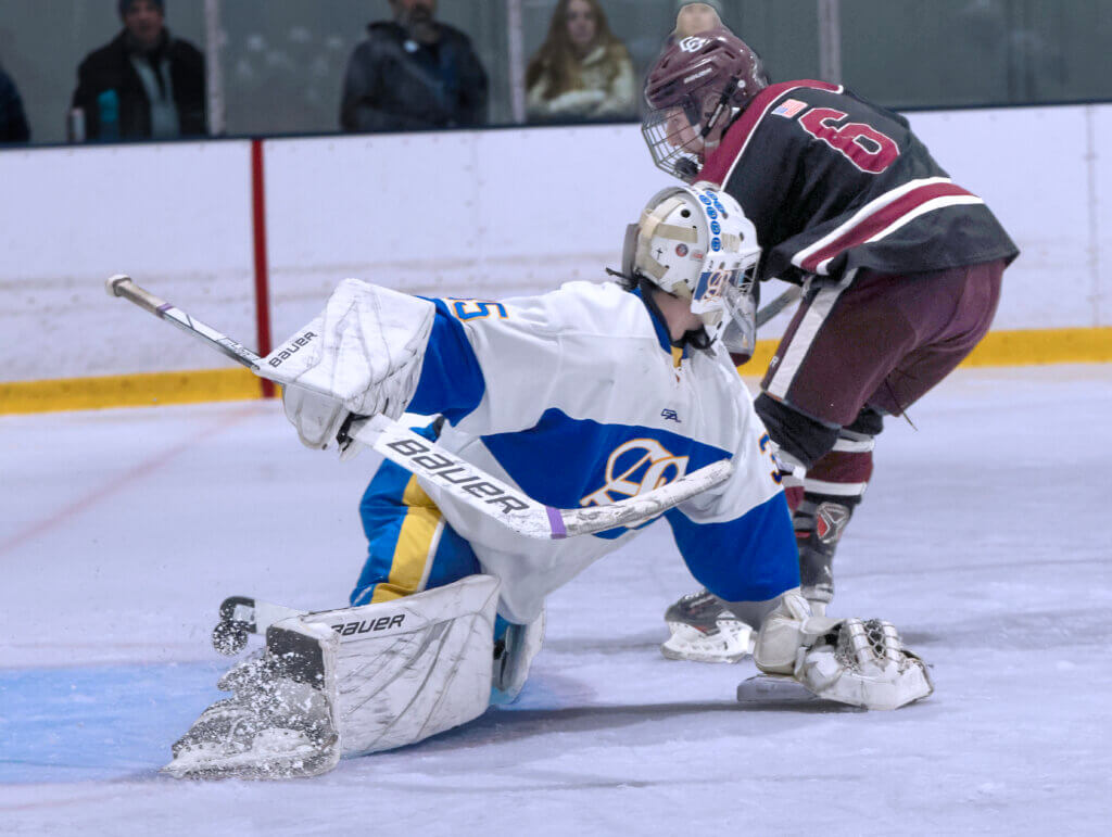 Joe Grasso beats the goalie clean for his second goal, sealing the win late in the third period. Photo by Leslie Bailey