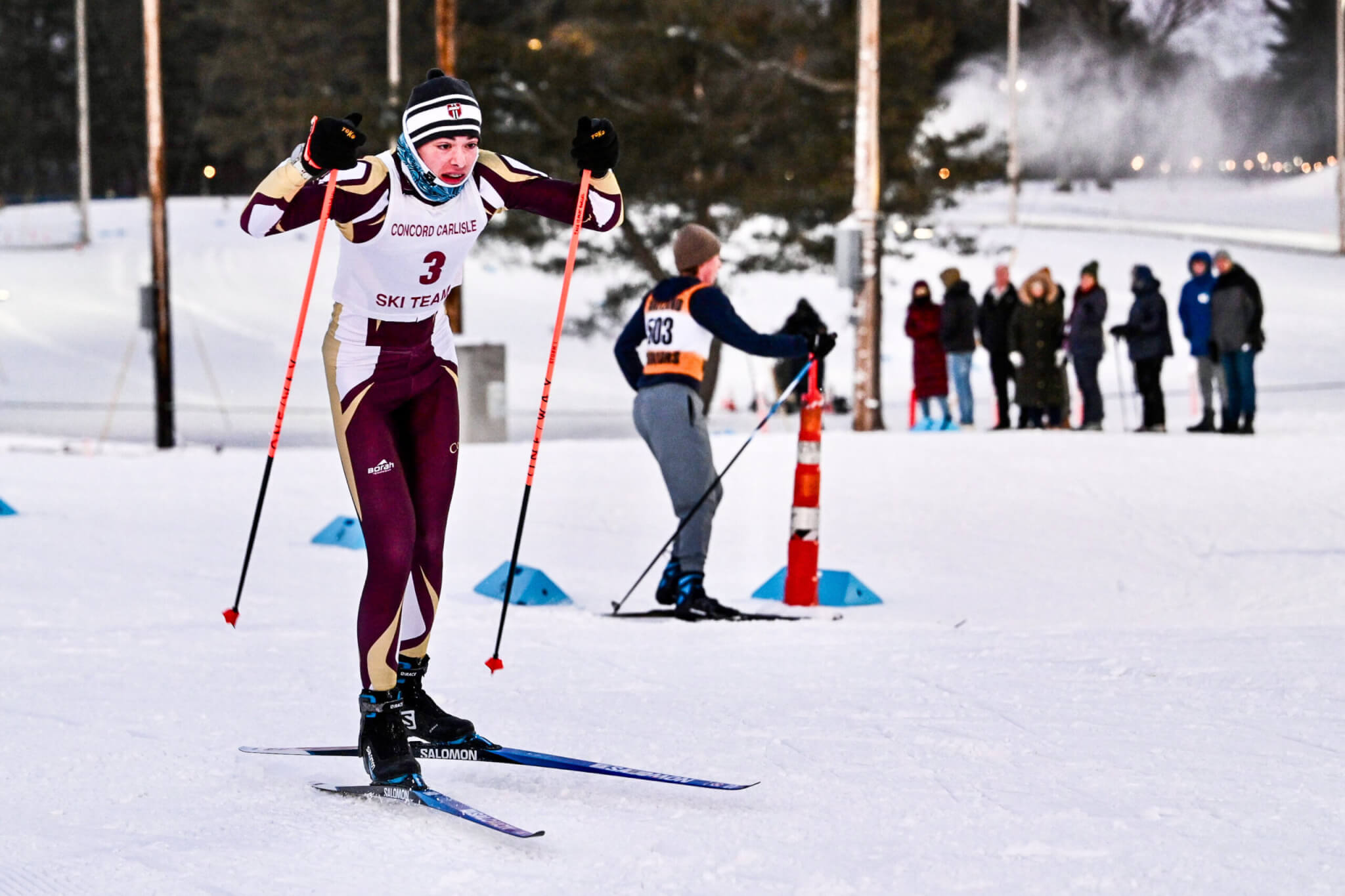 Zachary Scopinich-Burgel sprints to the finish line for the overall win. Photo by Clayton Abrams