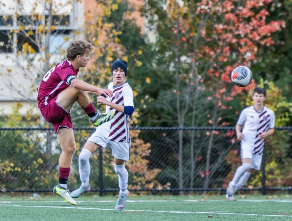 Timmy Stone in action against Westford Academy on October 16. Photo by Rebecca Woodward