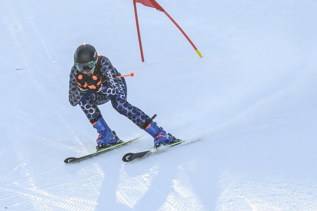 Jamie Poole won the boys giant slalom at the Mass Bay West All-League Race on February 18 at Nashoba Valley. In all, 16 teams and 212 skiers competed. Photo by David Clancy