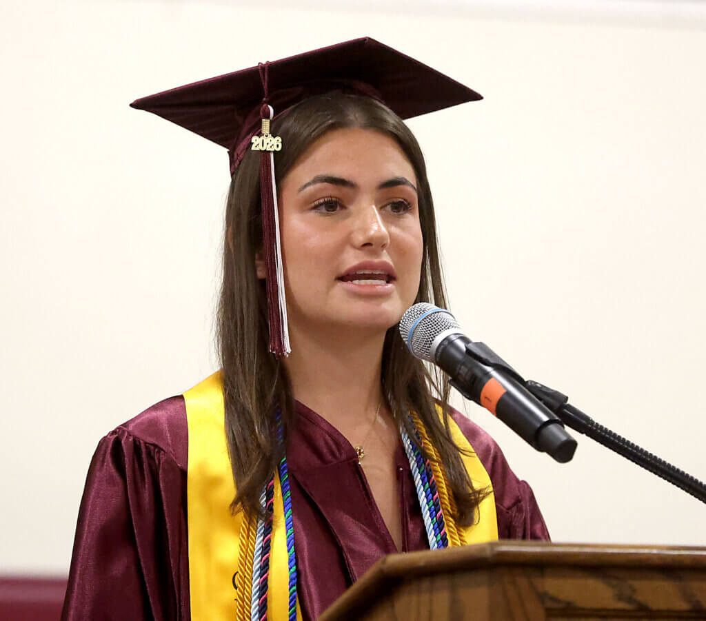 Class President Sierra Fonte addresses the graduates.