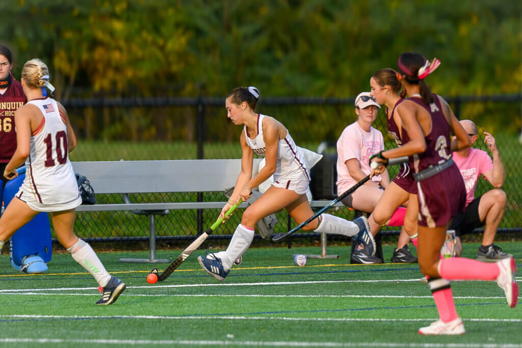 Maddie Minkin heads upfield during CCHS’ October 2 game against Algonquin. Photo by David Clancy
