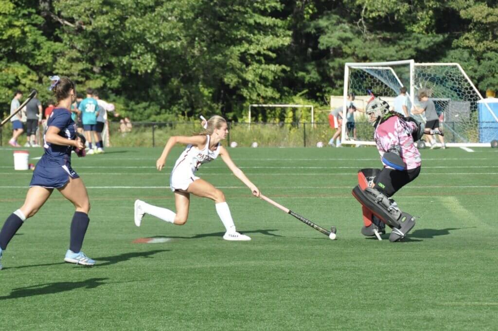 Mallory Chaffee goes for the goal against Lincoln-Sudbury. Photo by David Clancy