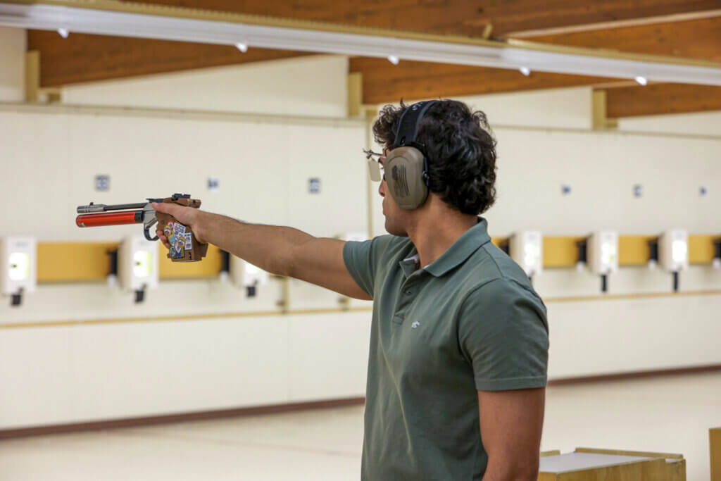 Ammar Bagasra competes in the Junior Olympics in Colorado Springs, on his way to top 10 finishes overall in both air pistol and sport pistol. Courtesy photo
