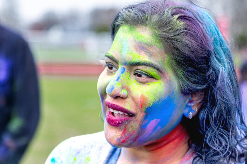 Rose Cratsley, an organizer of the Holi celebration and a co-chair of the town’s DEI Commission. Photo: Stephen Beyer/The Acton Bridge