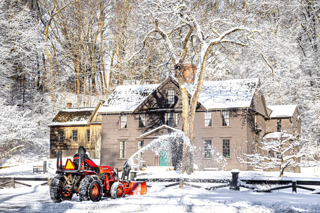 It might have been hard for the original occupants of Orchard House to imagine a snowblower clearing a path to their home. Photo by Stephen Beyer
