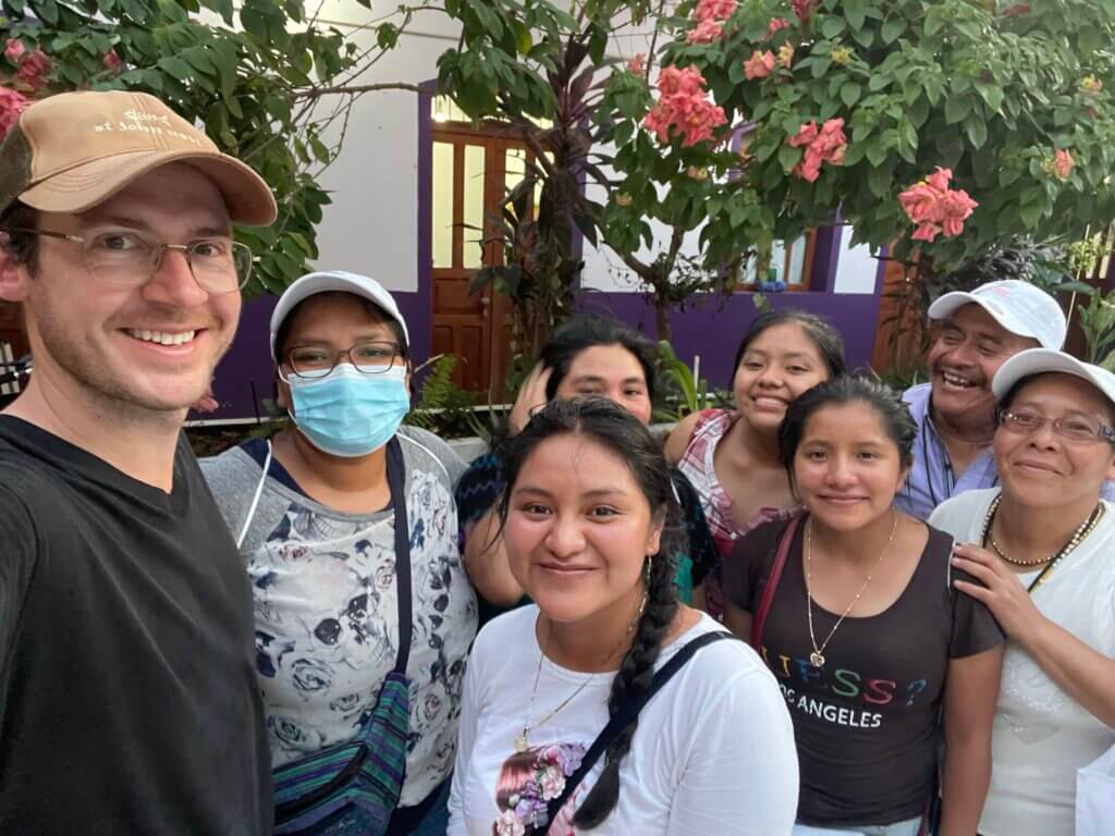 Sebastián Lasaosa Rogers (left) with activists in Promotores de la Liberación Migrante and at right, Juanita’s aunt and uncle Ana Matilde Gómez Pérez and Pedro Alonzo Santizo. Courtesy photo