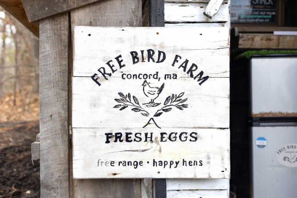 A sign decorating the Free Bird Farm shack, where fresh eggs are put out everyday. Photo by Carson Paradis
