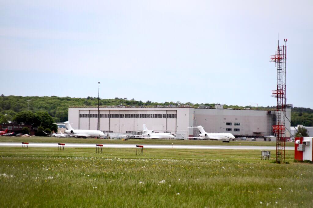 Opponents of a hangar expansion project fear increased jet flights out of Hanscom Field if the project proceeds. Photo: Dakota Antelman/The Acton Bridge