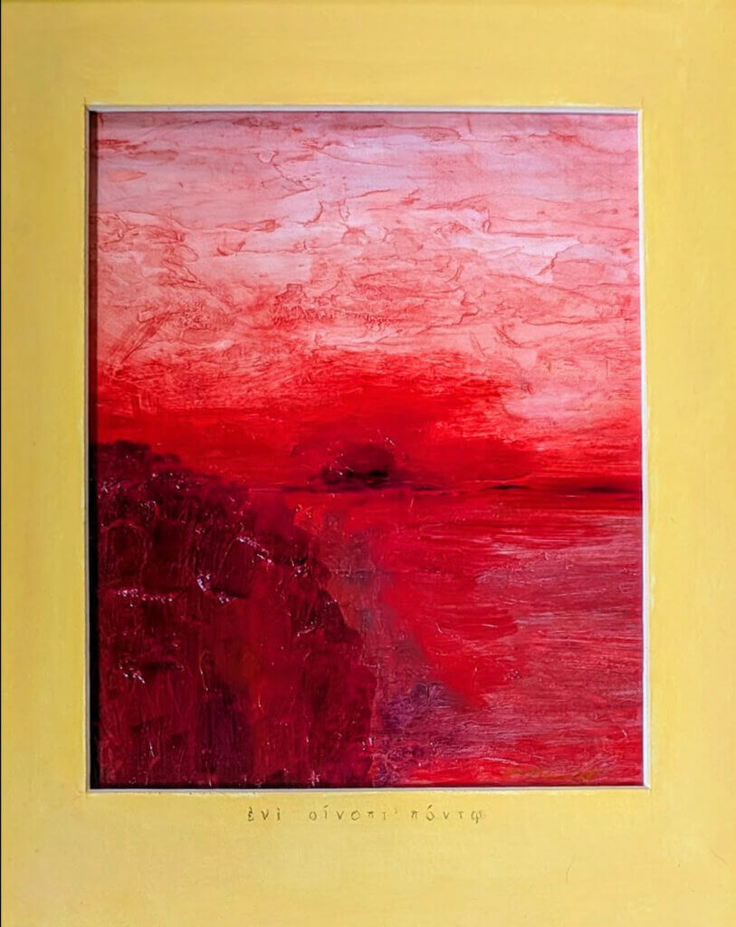 Zellmann-Rohrer painted an abstract seascape from the Oregon coast, inspired by Homer’s description of the “wine-dark sea” in “The Odyssey.” Courtesy photo