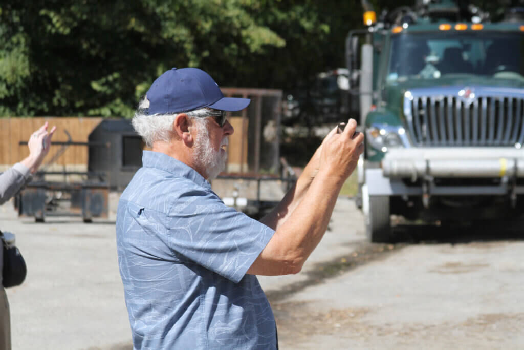 Land Use Working Group member Paul Boehm takes a picture during a tour of the Acton Public Works campus. Photo: Dakota Antelman/The Acton Bridge
