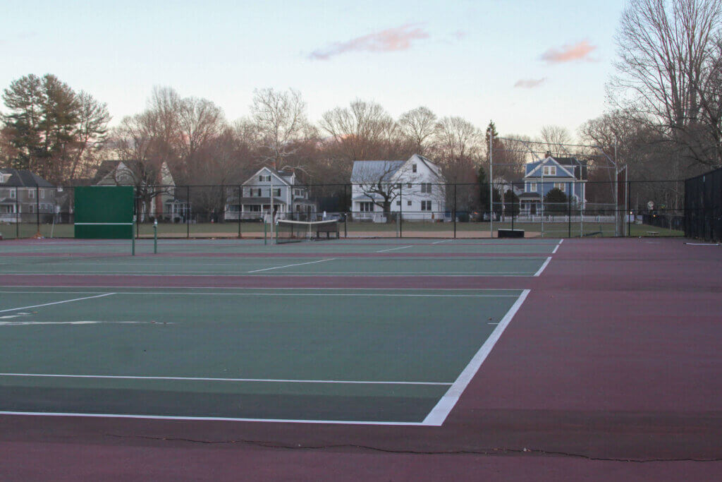 While the tennis courts need resurfacing, a project at Emerson Park might need to wait. Photo: Dakota Antelman/The Acton Bridge
