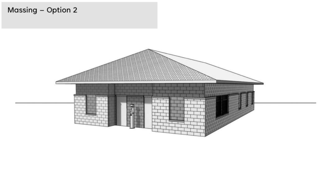 A view of the “general concept” of the proposed amenities building at Acton-Carlisle High School, as described in the School Committee’s unsuccessful application for Community Preservation Act funding in Acton. Image via Town of Acton