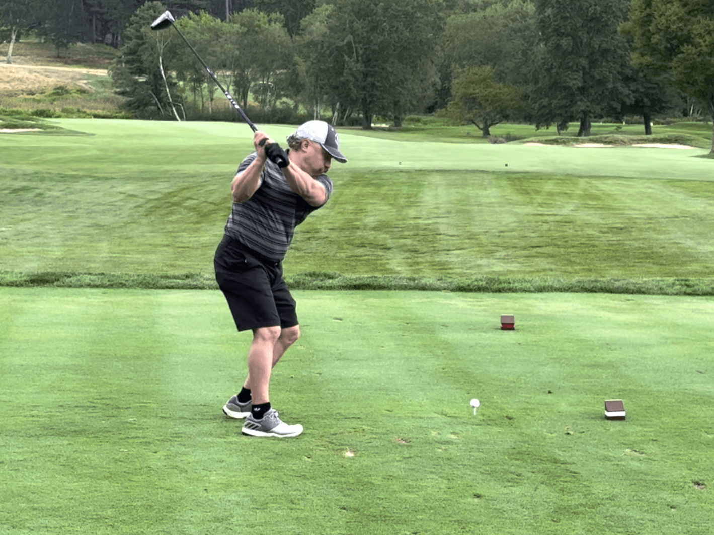 Marine veteran Matt Lupisella tees off at the Thomas R. Huckins Memorial Golf Tournament. Courtesy photo