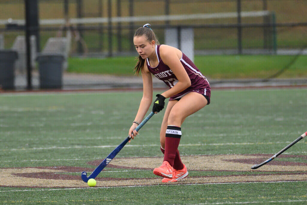 Patriots co-captain Zoë Bonzagni and her fellow defenders denied Westford Academy a single shot on goal on October 13. Photo by David Clancy