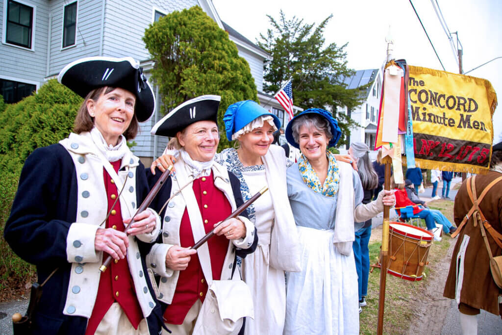 Left to right, Minute Men (and Thoreau School staff) members Julie Beyer, Roseanne Swain, Laurel Jackson and Johanna Ellis. Photo: Stephen Beyer/The Acton Bridge