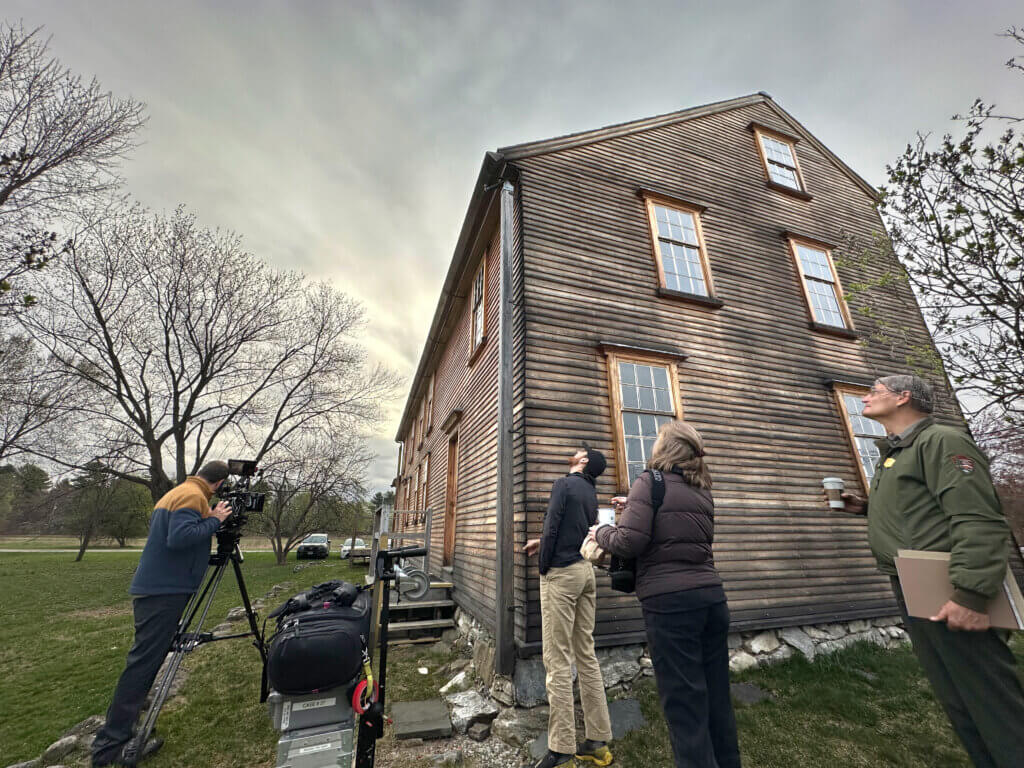 A film crew at the Barrett House. Photo by Shyala Jayasinghe/Florentine Films