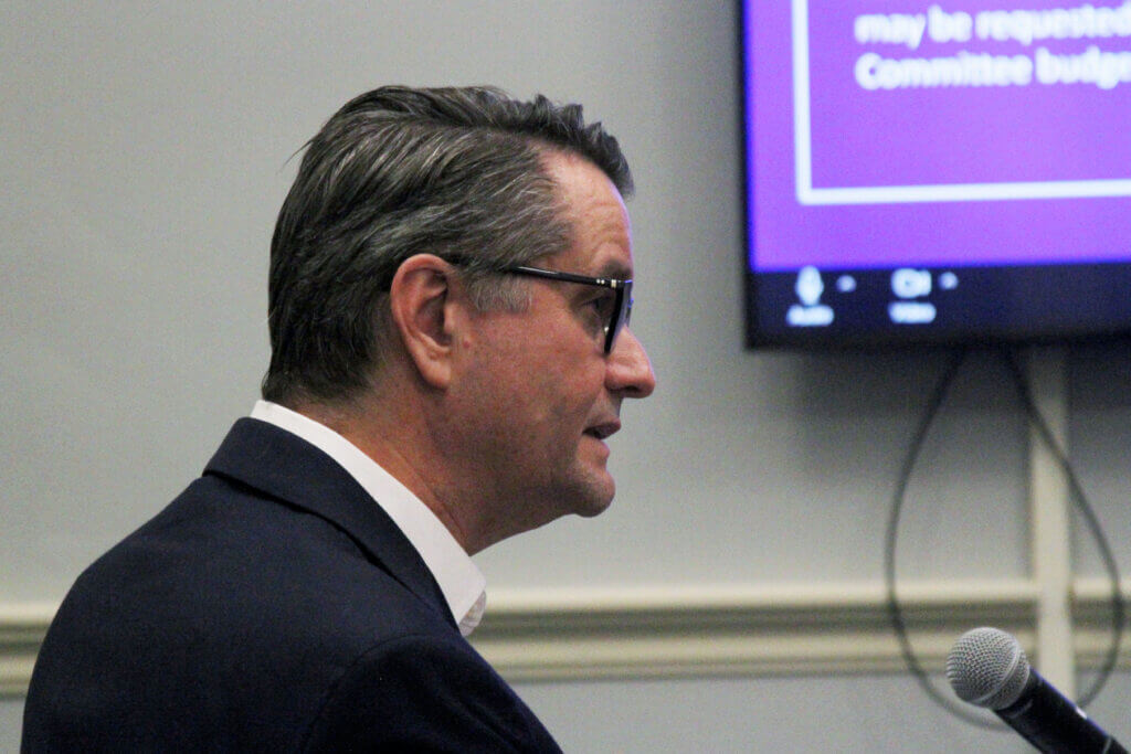 Assistant Chief Financial Officer Ryan Ferrara makes the case for a 3-3.5% increase in the town’s budget from fiscal ‘26 to ‘27. Photo: Dakota Antelman/The Acton Bridge
