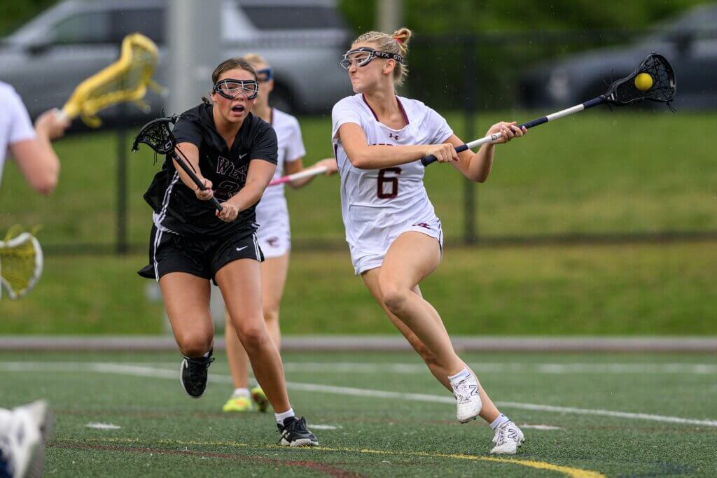 Scarlett Mirak (No. 6) prepares to fire a rocket against Weston. Photo by Jon Straggas