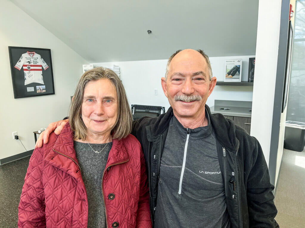Valerie Cummings and Tim Andrews, Tyler’s parents, joined him at Human Powered Health before he took off for his latest Everest trip. Photo by Dan D'Ambrosio