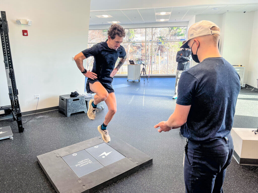 Acton native Tyler Andrews at Human Powered Health for a training session before leaving for Nepal.