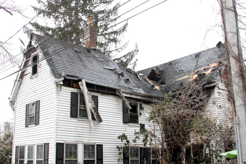 Flames tore through Nancy Allam’s 39 Cottage Lane home on the night of January 30, 2025. Photo: Dakota Antelman/The Acton Bridge