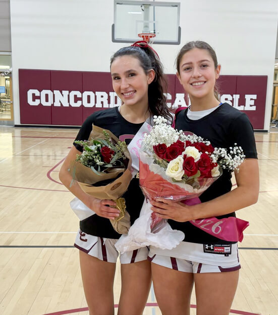 Acton-Carlisle girls basketball senior co-captains Nicole O’Reilly (left) and Cam Bury were honored for Senior Night on February 6. Courtesy photo