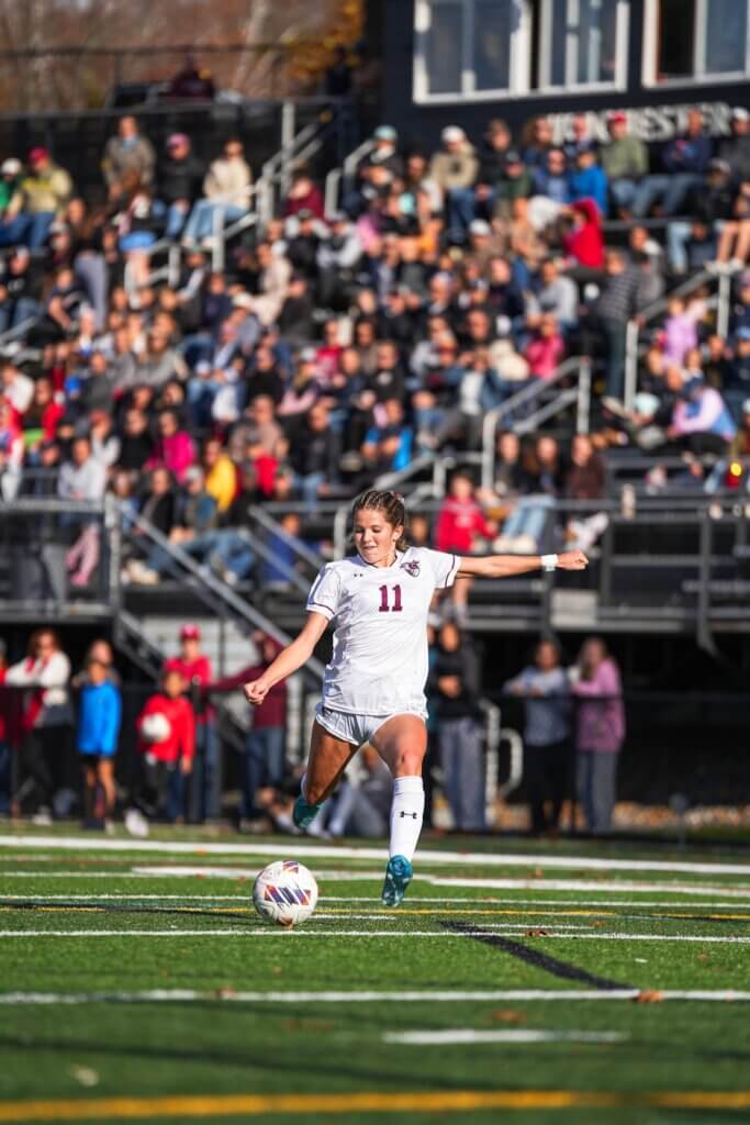 Emmy O'Donnell takes a shot on net. Photo by Aidan Moroney