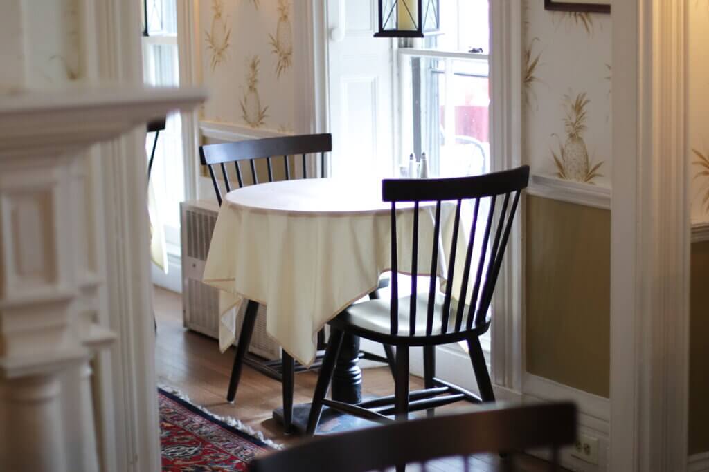 What is now a quiet restaurant in the hotel, the Liberty Room used to be an infirmary. It’s where Cristina Mosquera saw the full apparition of a woman in a blue dress. Photo: Trace Salzbrenner/The Acton Bridge